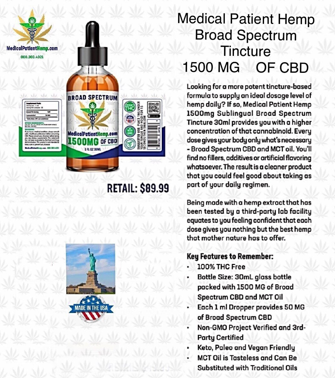 1500MG Of CBD BROAD SPECTRUM TINCTURE