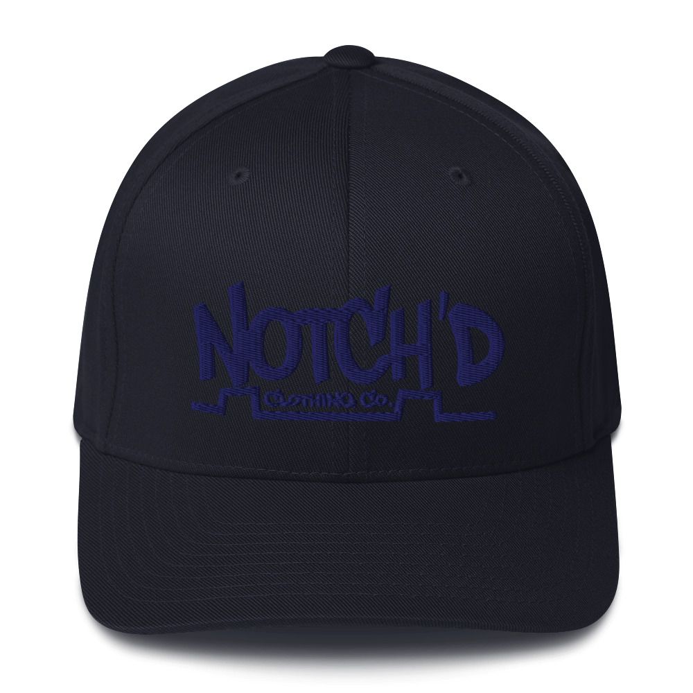 Big Logo Fitted Cap Navy Embroidery -10 Cap Color Options (Flexfit 6277)
