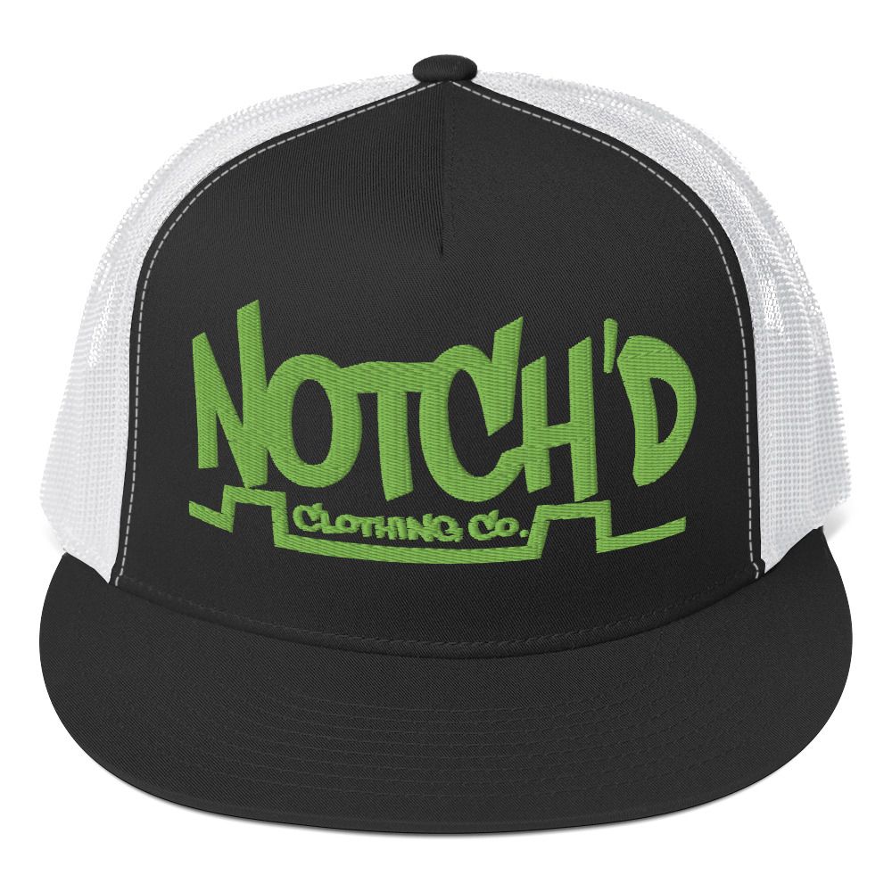 Big Logo Kiwi Green Embroidery Trucker Cap -12 Cap Color Combinations (Yupoong 6006)