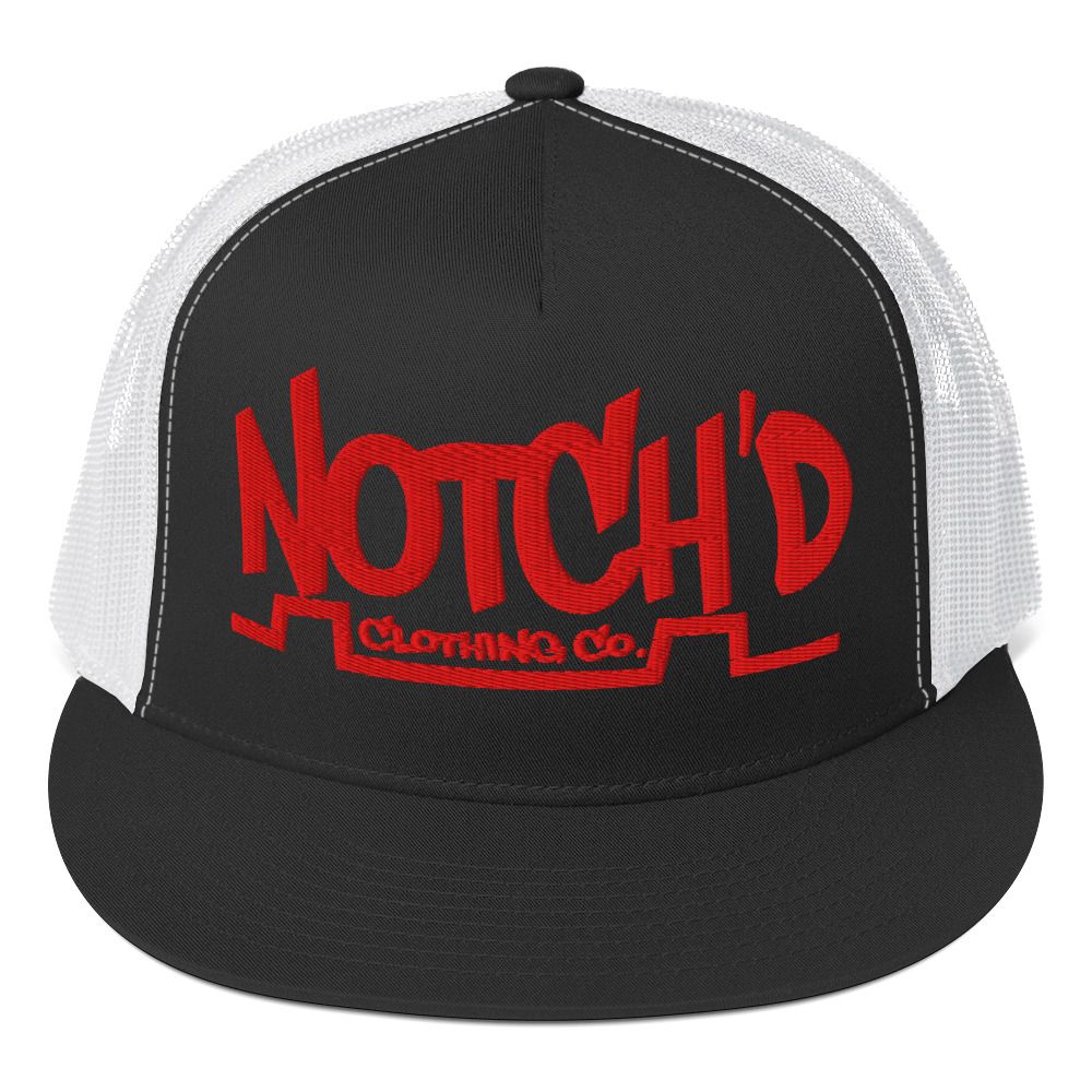 Big Logo Red Embroidery Trucker Cap -12 Cap Color Combinations (Yupoong 6006)