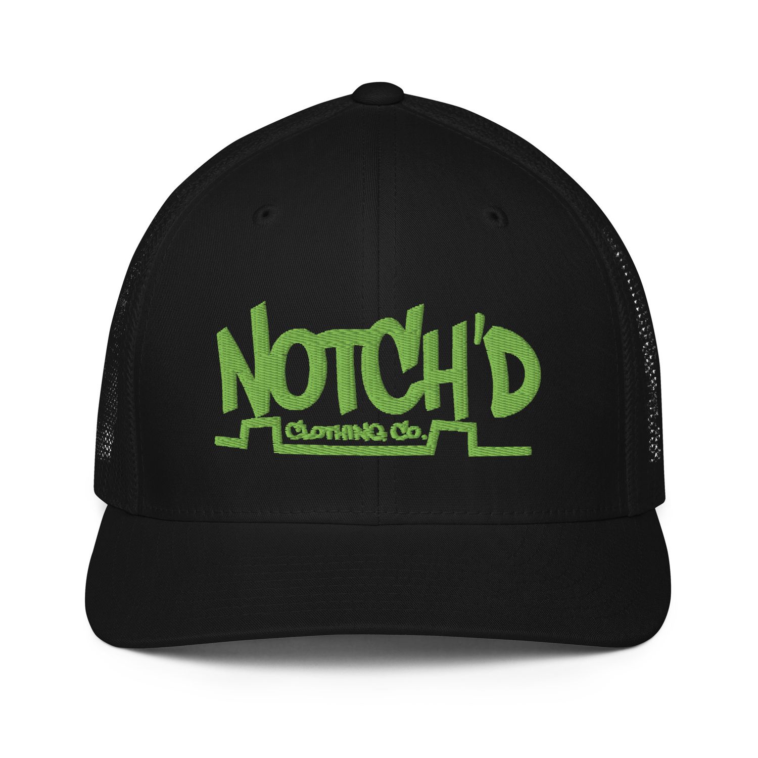 Big Logo Fitted Trucker Hat Kiwi Embroidery -5 Hat Color Options (Flexfit 6511)
