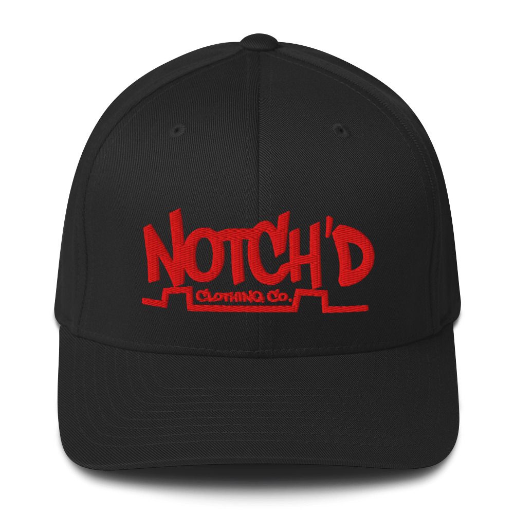 Big Logo Fitted Cap Red Embroidery -10 Cap Color Options (Flexfit 6277)