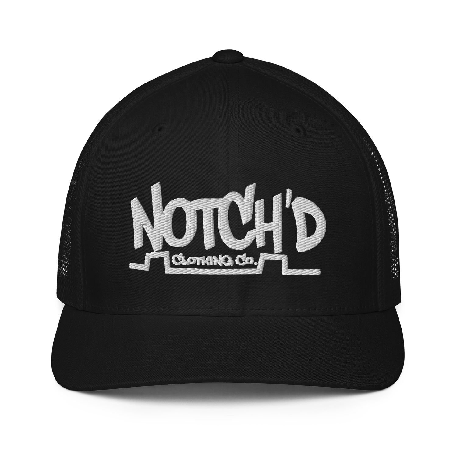 Big Logo Fitted Trucker Hat White Embroidery -5 Hat Color Options (Flexfit 6511)