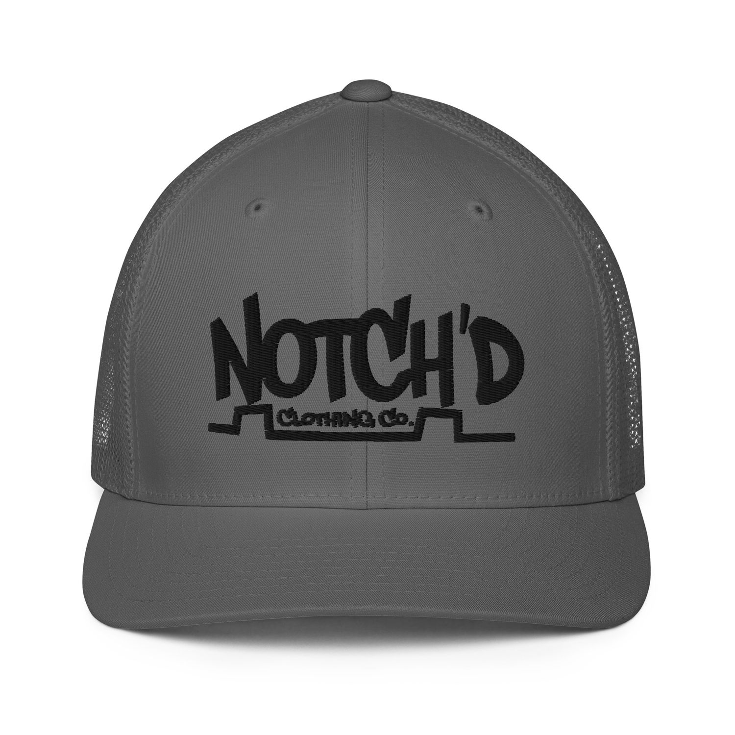 Big Logo Fitted Trucker Hat Black Embroidery -5 Hat Color Options (Flexfit 6511)