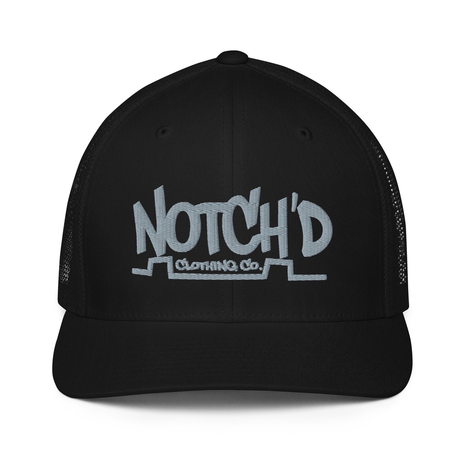 Big Logo Fitted Trucker Hat Grey Embroidery -5 Hat Color Options (Flexfit 6511)