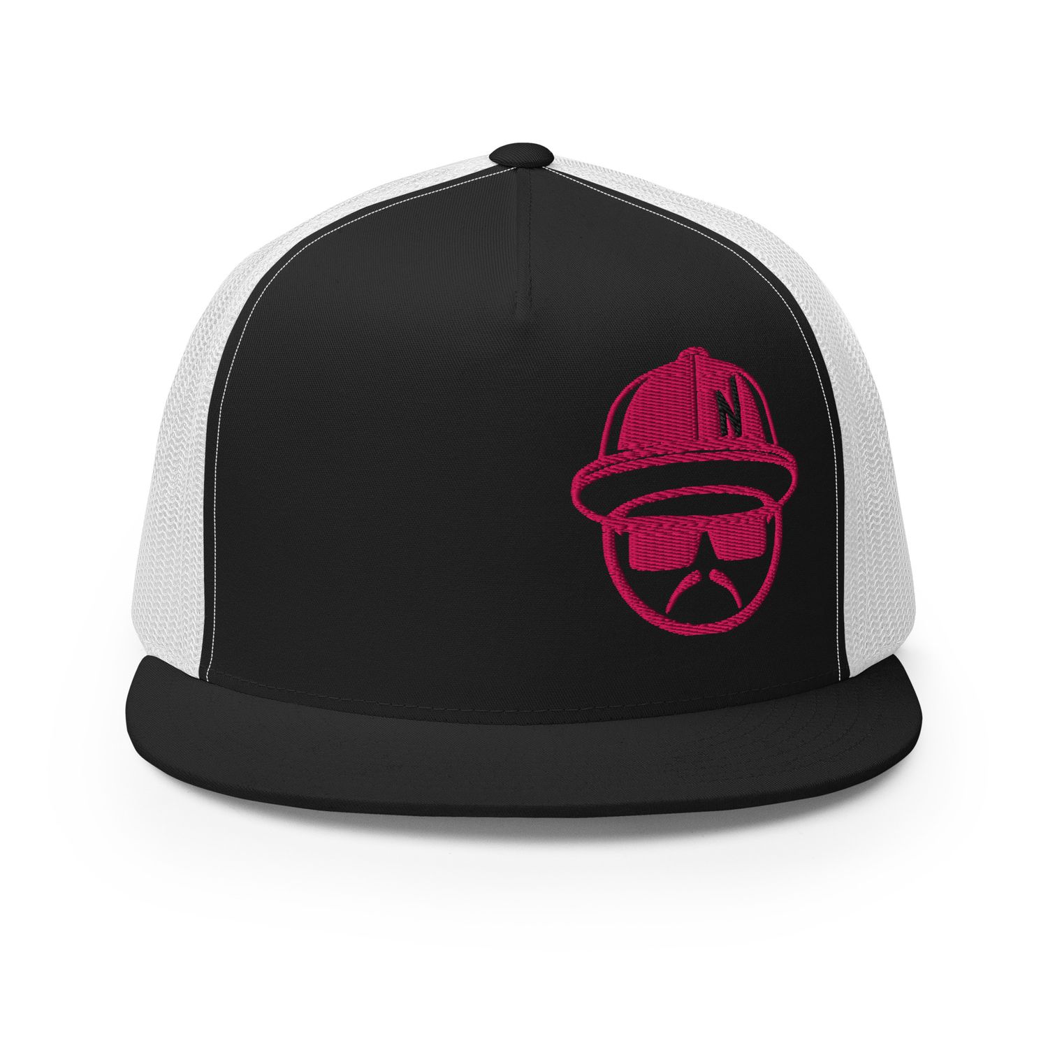Lowguy Flamingo Pink Embroidery Trucker Cap -12 Cap Color Combinations (Yupoong 6006)