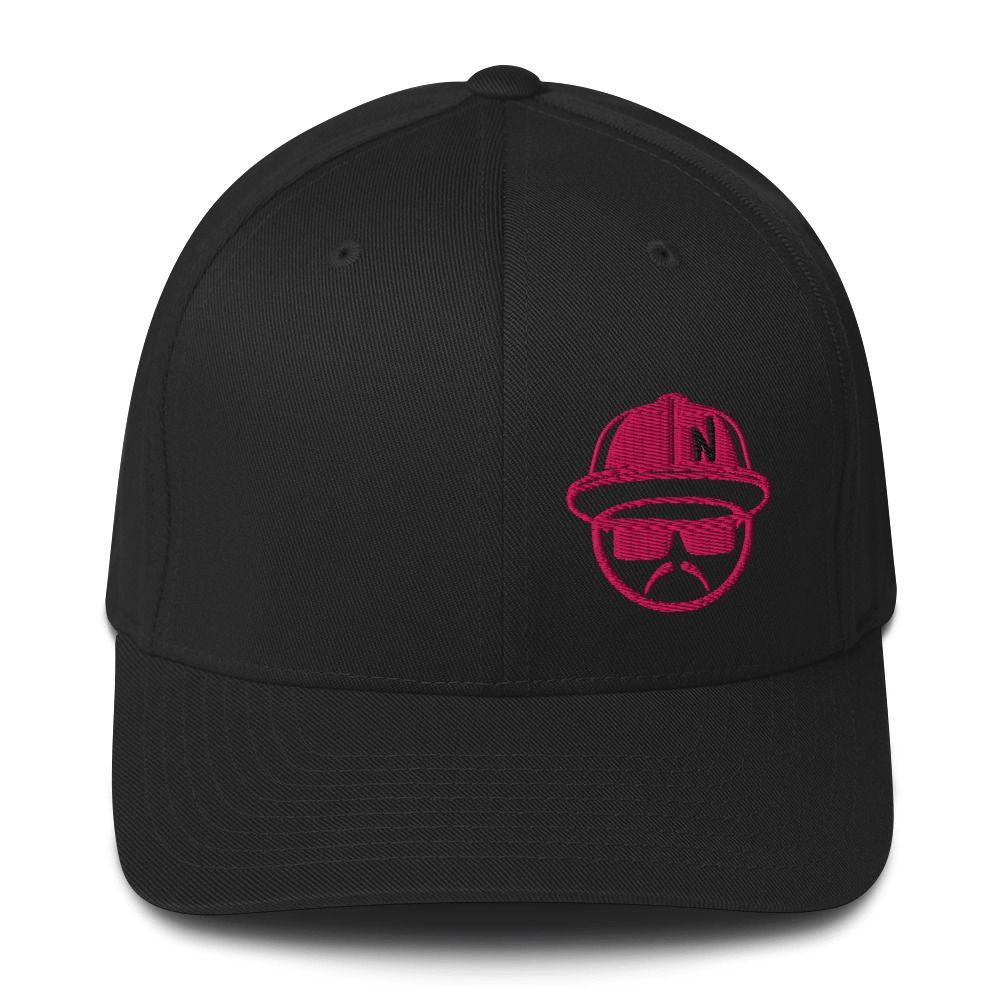 Lowguy Fitted Cap Flamingo Pink Embroidery -10 Cap Color Options (Flexfit 6277)
