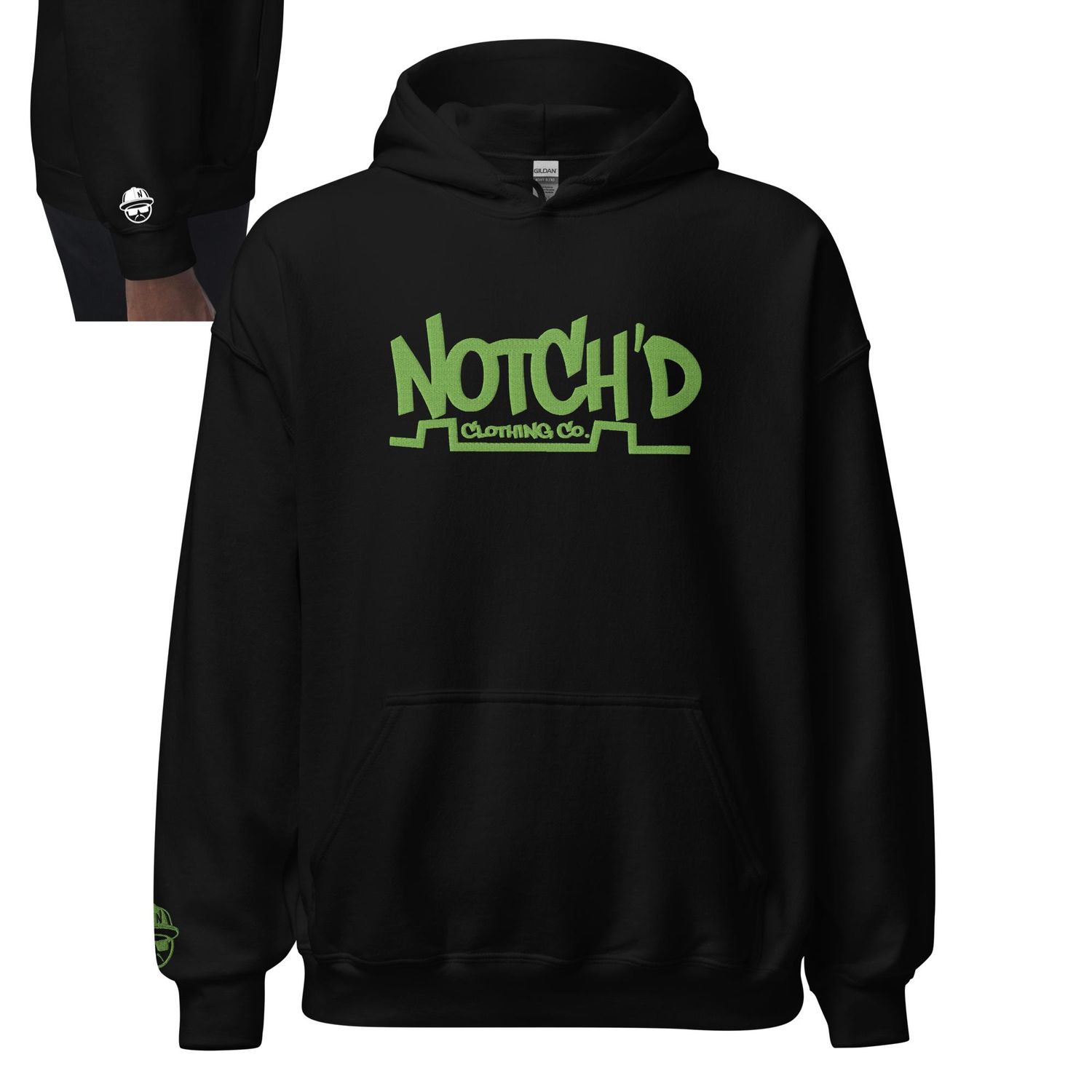 Big Logo Kiwi Embroidery Hoodie -13 Hoodie Colors (Gildan 18500)