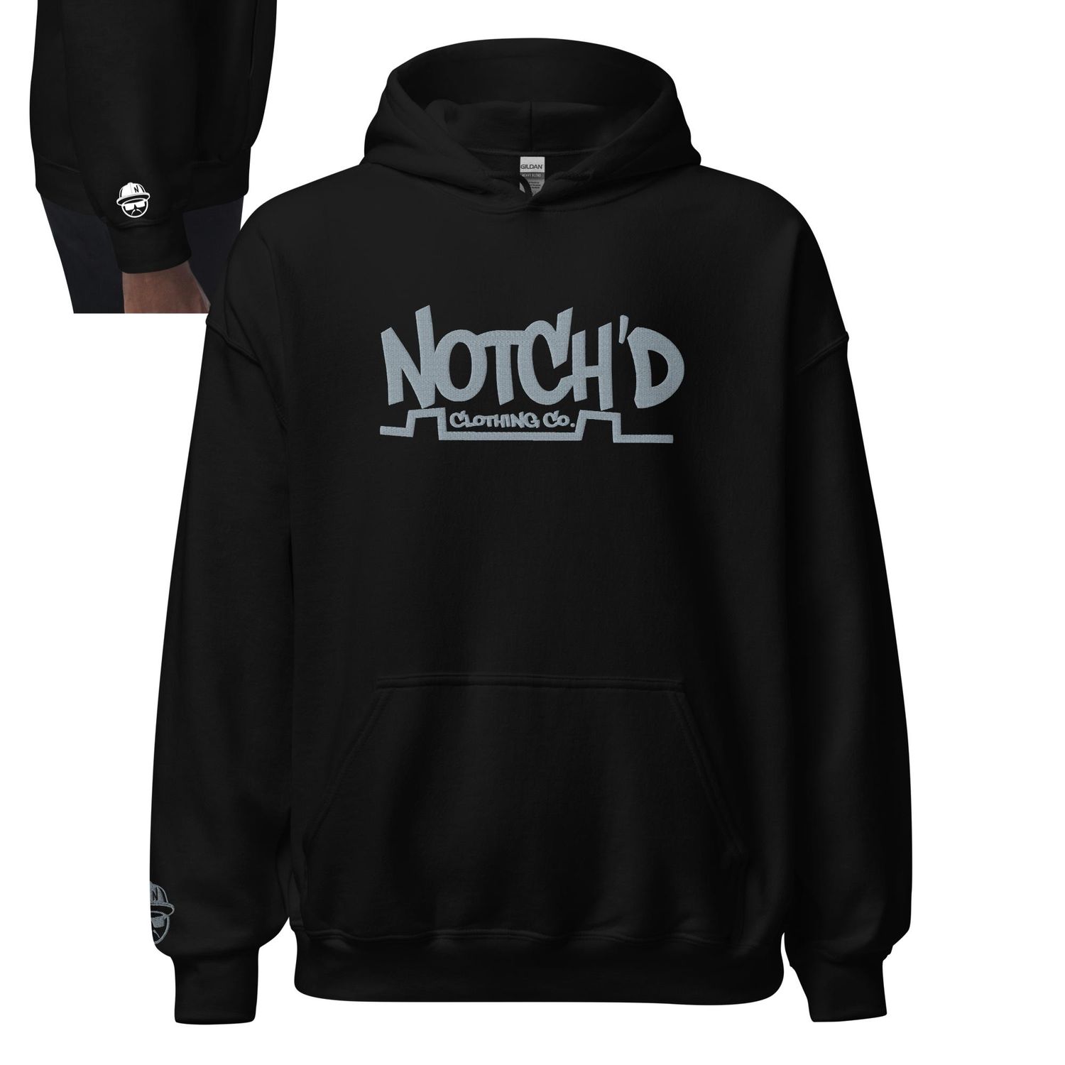 Big Logo Grey Embroidery Hoodie -13 Hoodie Colors (Gildan 18500)