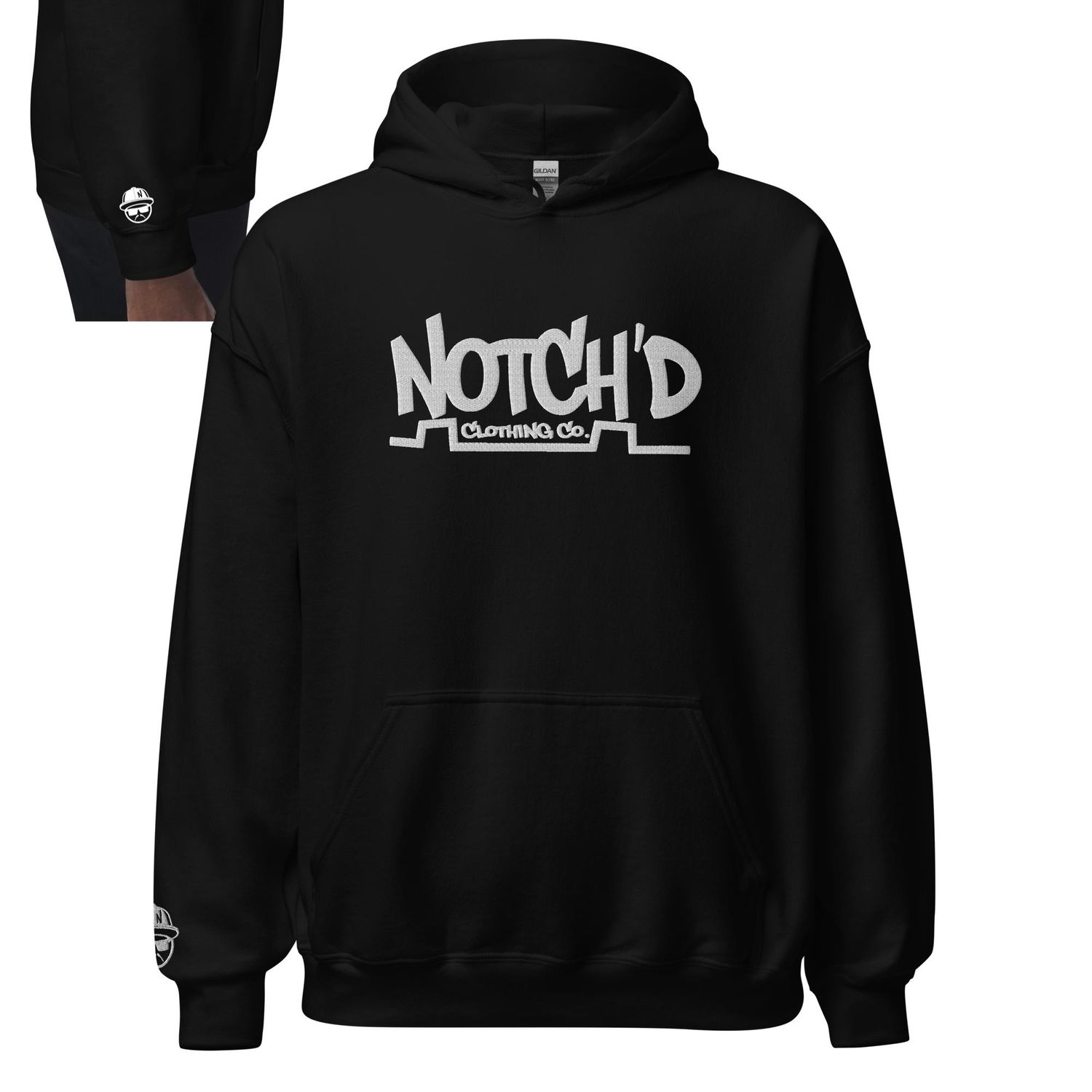 Big Logo White Embroidery Hoodie -13 Hoodie Colors (Gildan 18500)