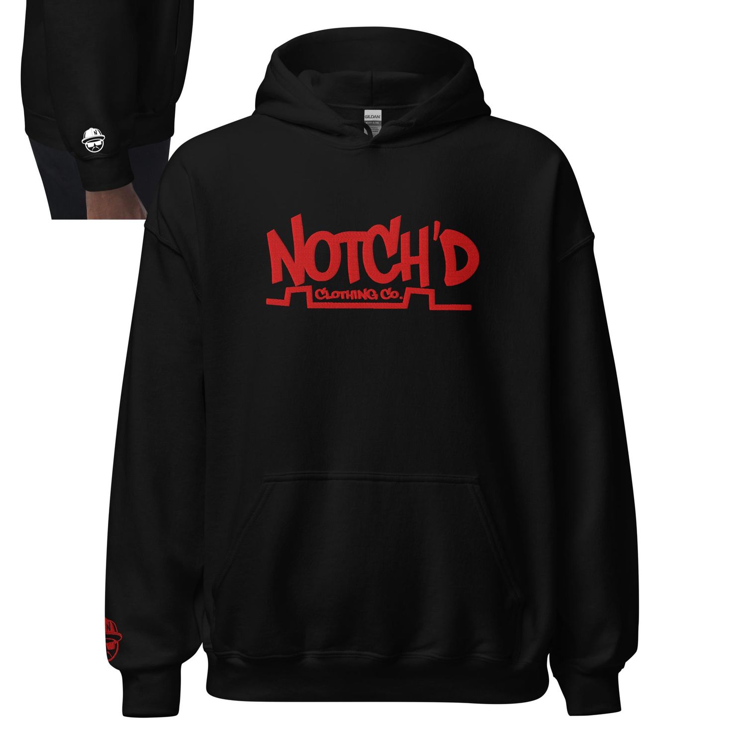 Big Logo Red Embroidery Hoodie -13 Hoodie Colors (Gildan 18500)