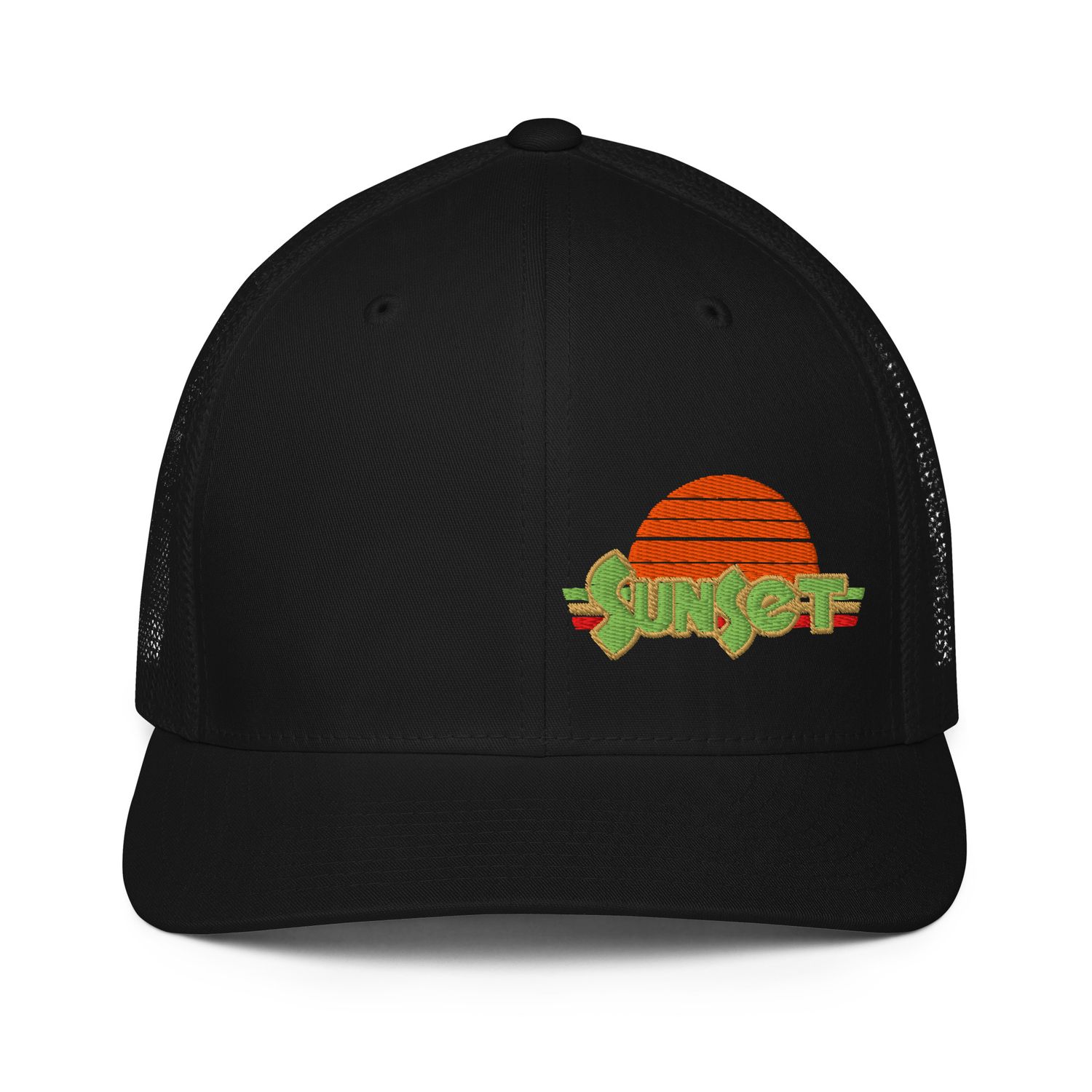 SunSet Flat Embroidery Closed-back trucker cap