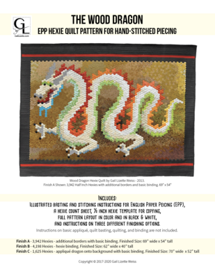 Wood Dragon Hexie EPP Quilt Pattern - PDF Download