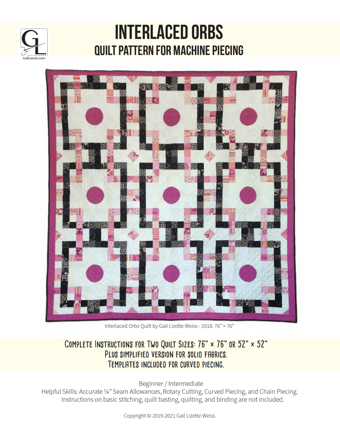 Interlaced Orbs Quilt Pattern - PDF Download
