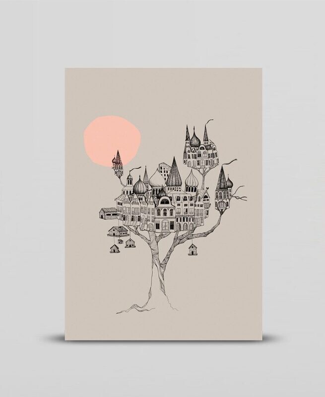 Mini print Grey birds nest