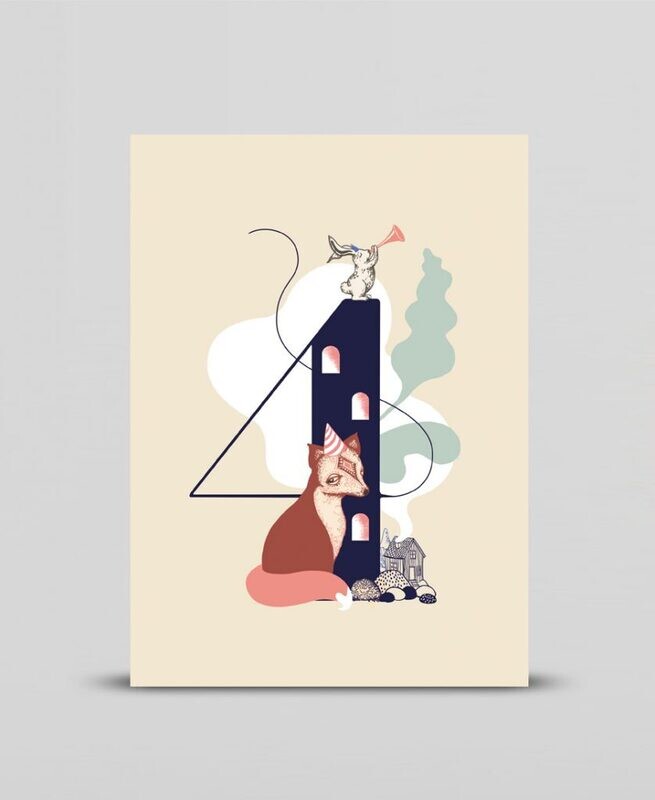 Mini print Happy four