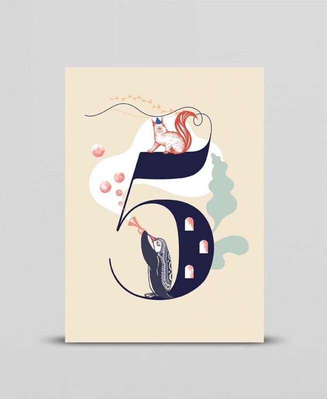Mini print Happy five