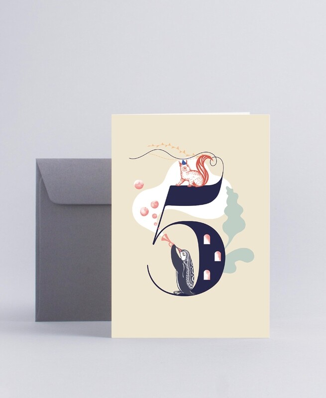 Folded card Happy five