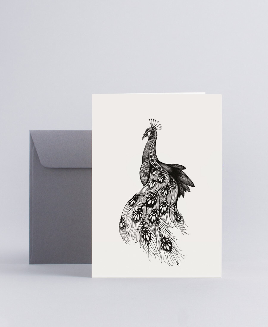 Folded card Peacock