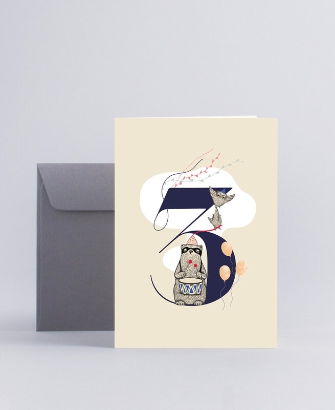 Folded card Happy three