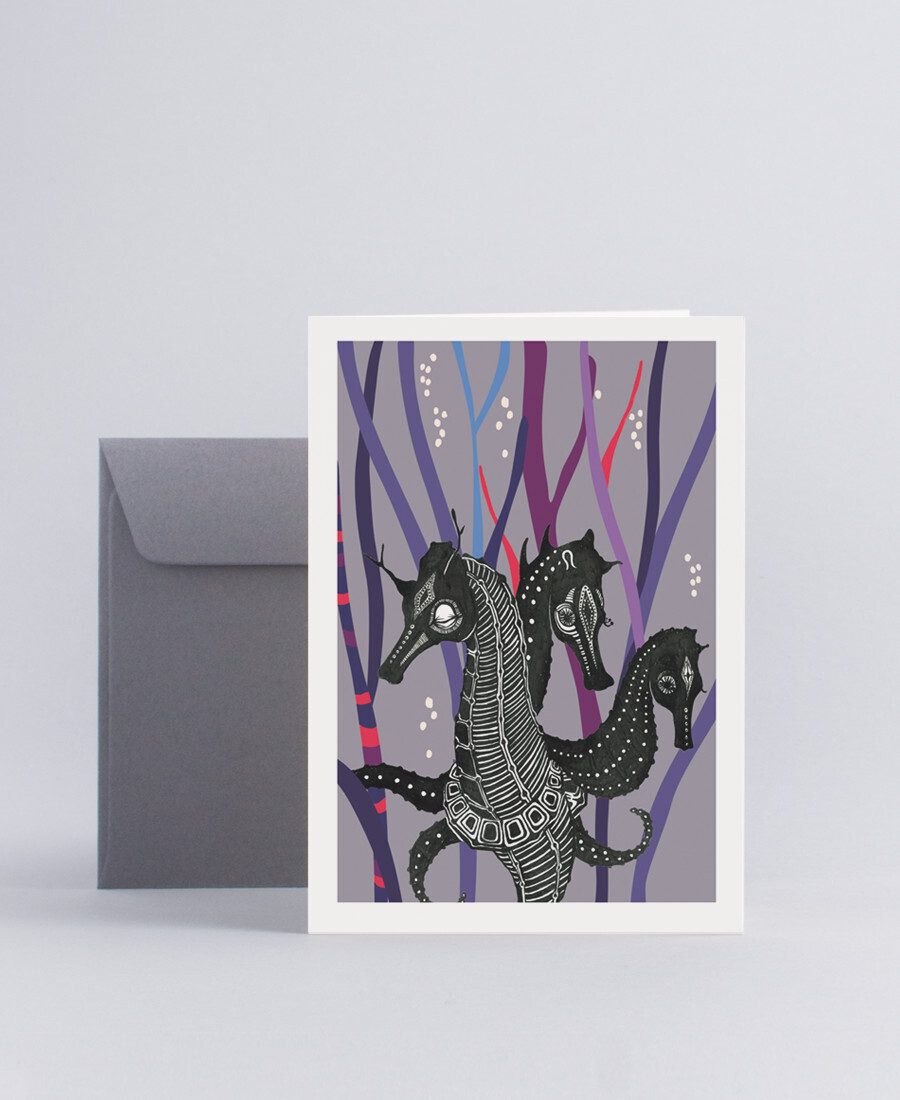Folded card Seahorses