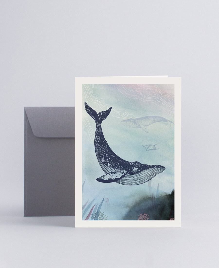 Folded card Whale
