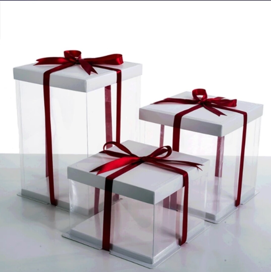12&quot; Clear PET Cake Box with White Lid