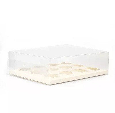 12-hole White Clear Cupcake Box