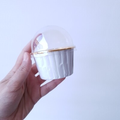 White with Gold Cupcake Cups with Dome Lid