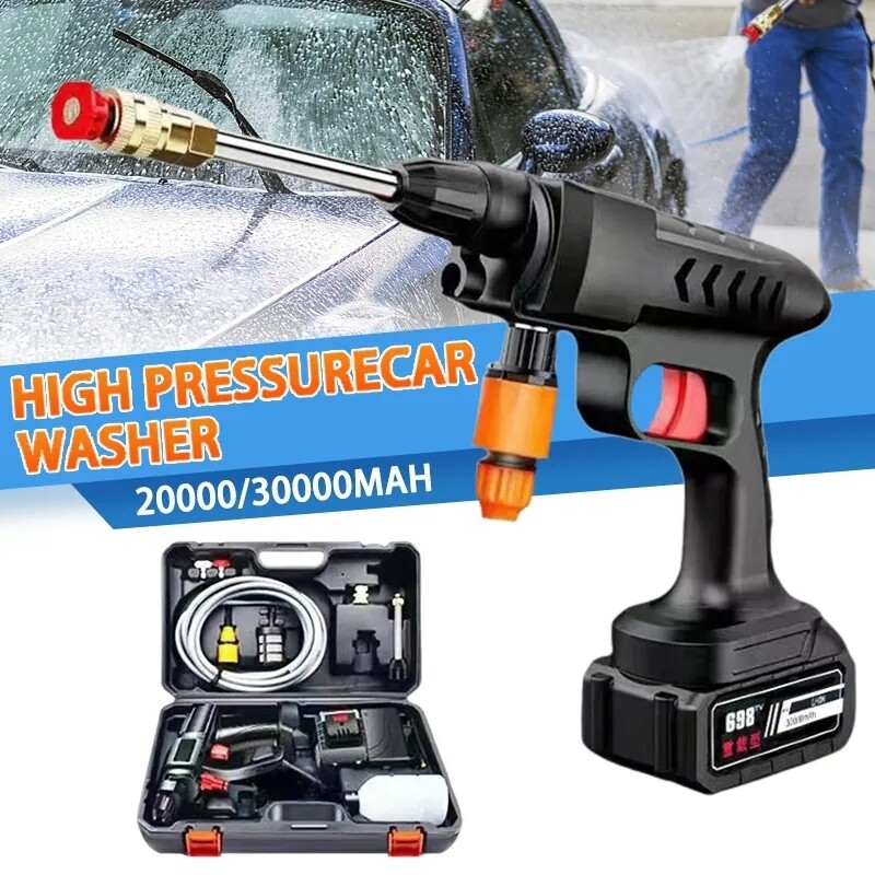 Chargeable High Pressure Machine, Water Hose and Gun Set