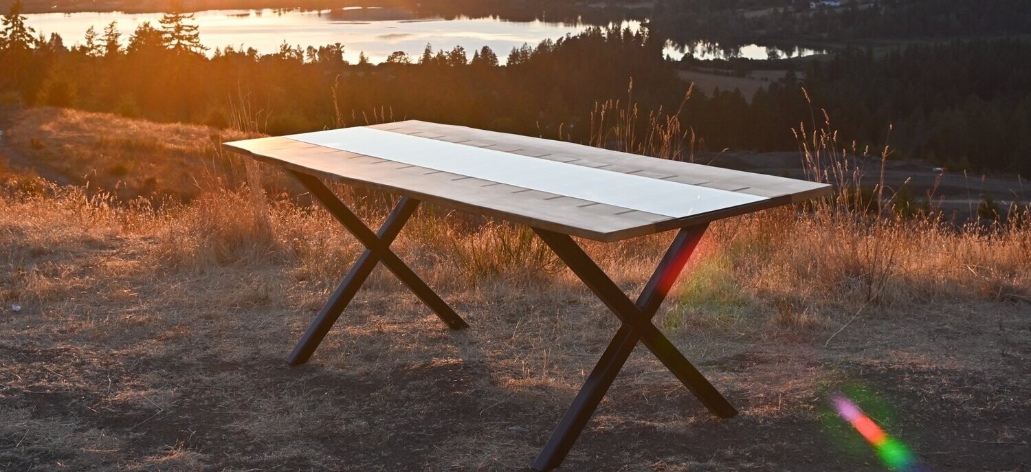 Yellow cedar and black walnut zipper table
