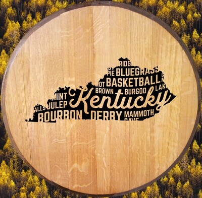 Kentucky Words Bourbon Barrel Head