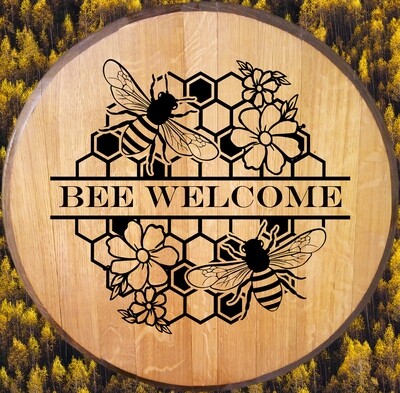Bee Welcome Bourbon Barrel Head