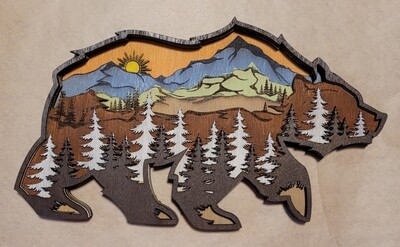 Burning Country 3D Scenic Bear Hand Painted