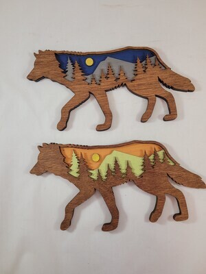 Burning Country 3D Scenic Wolf Hand Painted