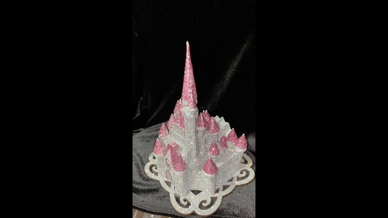 OOAK Handmade Miniature Glitter Castle 9 Inches Tall