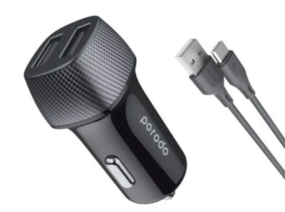 Porodo Dual Port Car Charger With Type C Cable