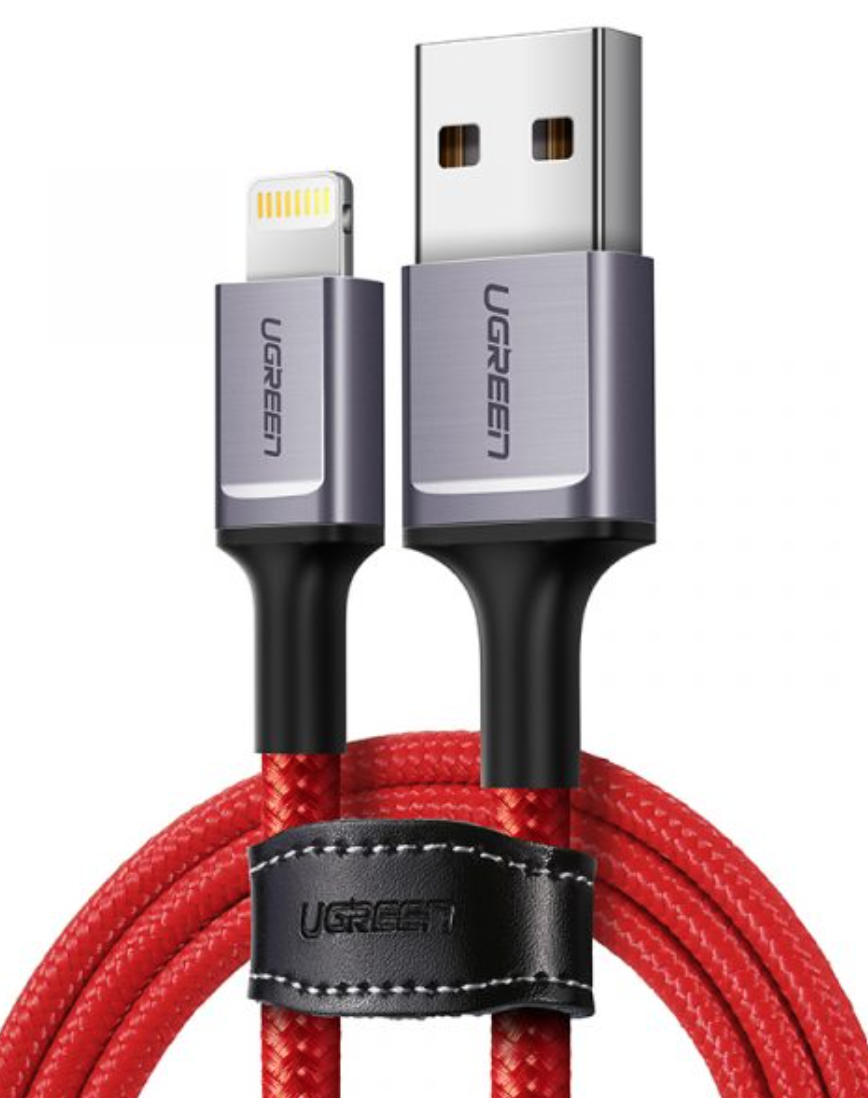 UGREEN USB A TO LIGHTNING BRAIDED CABLE 1M RED