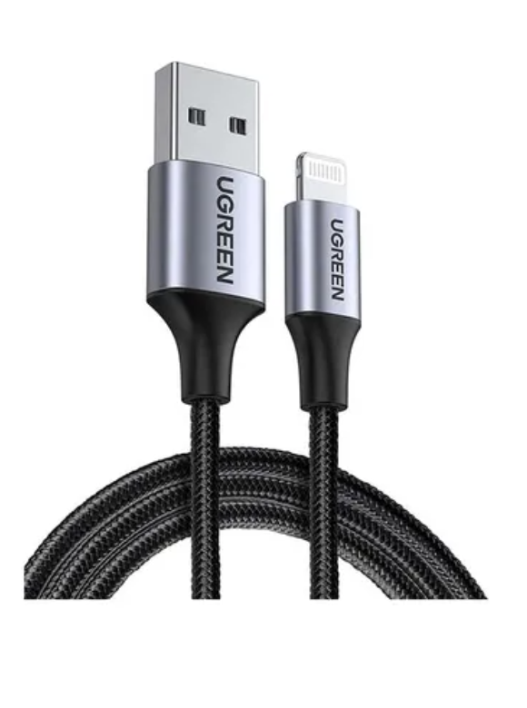 UGREEN LIGHTNING TO USB 2.0 BRAIDED CABLE 2M BLACK
