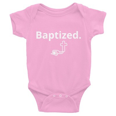 CrossPolitic Newborn Baptized. Onesie