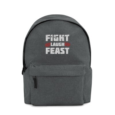 Fight Laugh Feast Embroidered Backpack