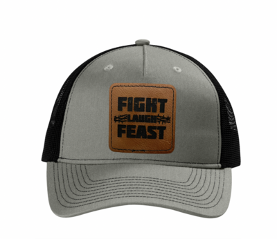 Fight Laugh Feast Leather Patch Mesh Back Hat