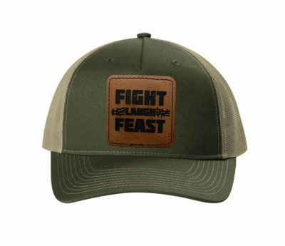 Fight Laugh Feast Leather Patch Mesh Back Hat