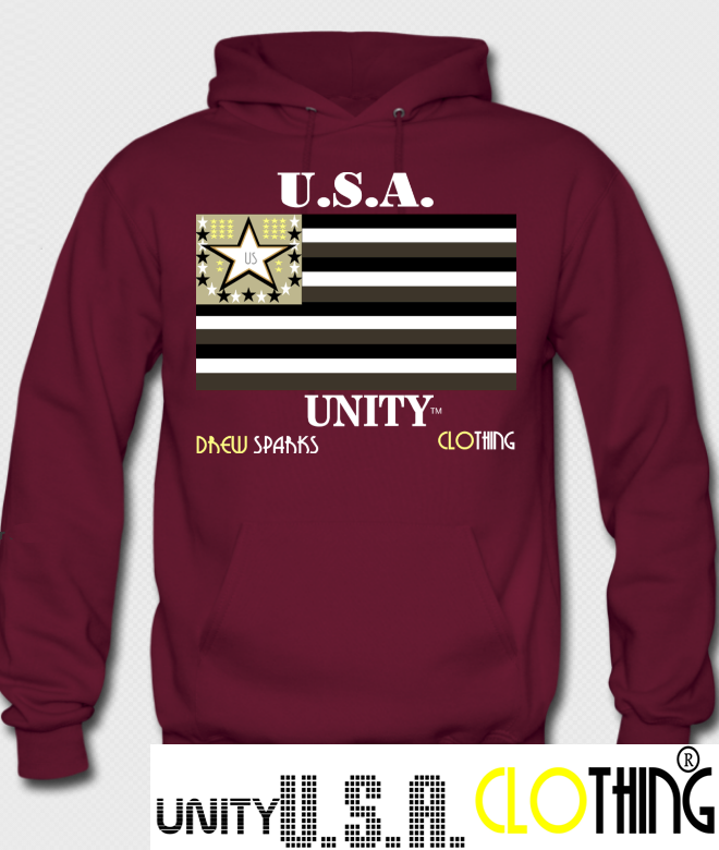 Unity Flag Burgundy Hoodie w/ White lettering