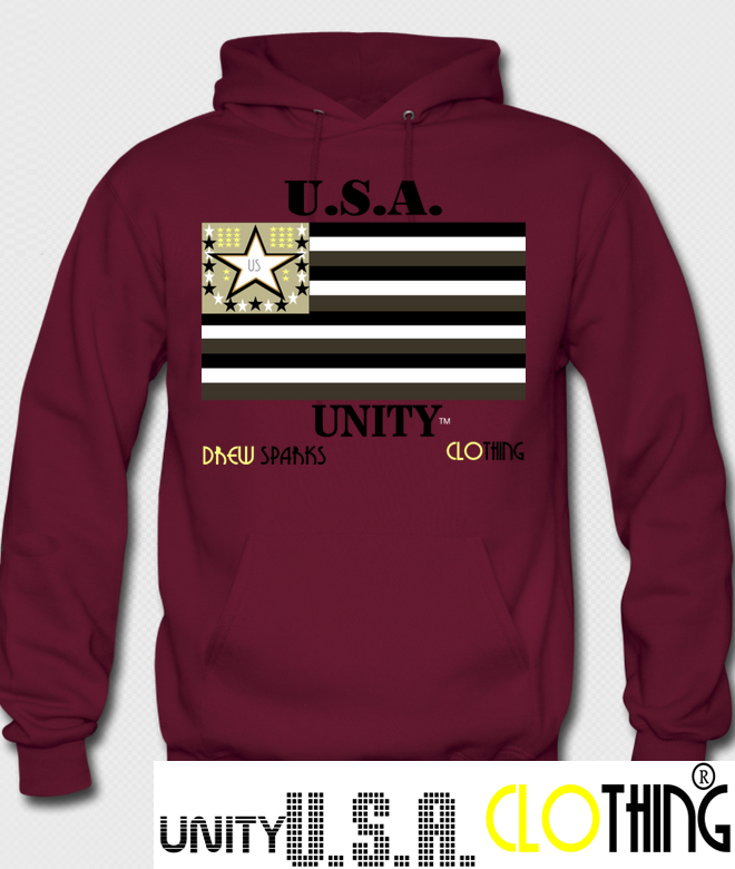 Unity Flag Burgundy Hoodie w/ Black lettering