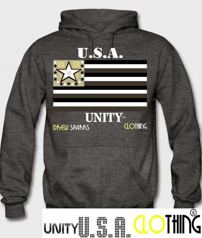 Unity Flag Grey Hoodie w/ White lettering