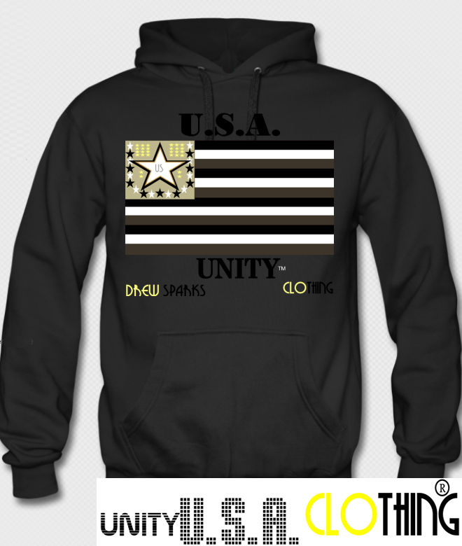 Unity Flag Black Hoodie w/Black lettering