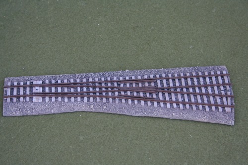 Right hand railroad switch with roadbed