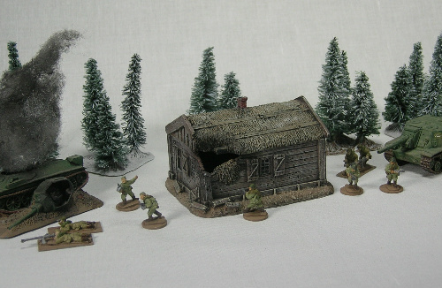 Battle-damaged Smolensk log house
