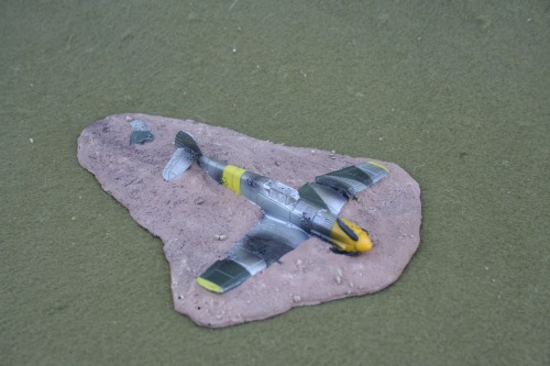 Battle-damaged German ME-109 fighter plane